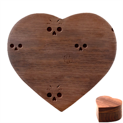 Mexican Floral With Skull Seamless Pattern Heart Wood Jewelry Box