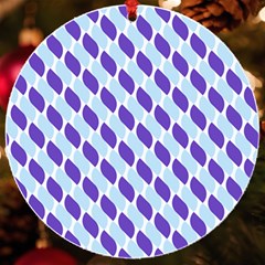 White Blue Pattern Uv Print Acrylic Ornament Round