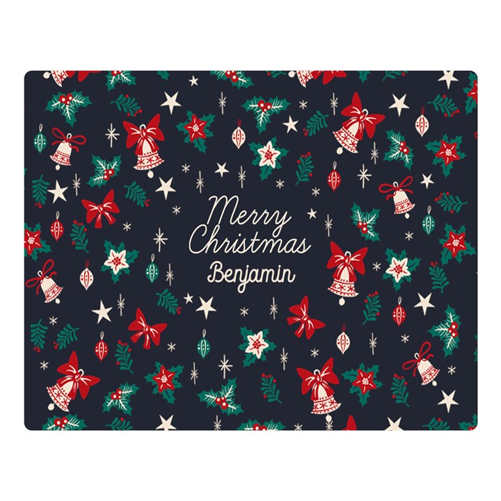 Personalized Christmas Name Any Text Two Sides Premium Plush Fleece Blanket Two Sides Premium Plush Fleece Blanket (Large)