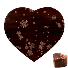 Christmas Snow Edge, Lights Heart Wood Jewelry Box
