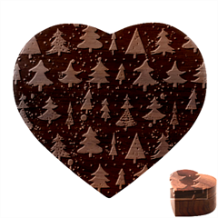 Fun Christmas Trees Heart Wood Jewelry Box