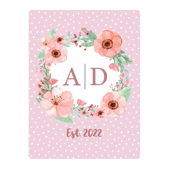 Personalized Name Flowers Wedding Gift Two Sides Premium Plush Fleece Blanket (Mini)
