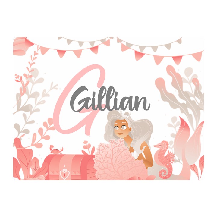 Personalized Mermaid Party Cute Child Two Sides Premium Plush Fleece Blanket (Mini)