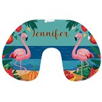 Personalized Name Any Text Holiday Flamingo Travel Neck Pillow Travel Neck Pillow Front