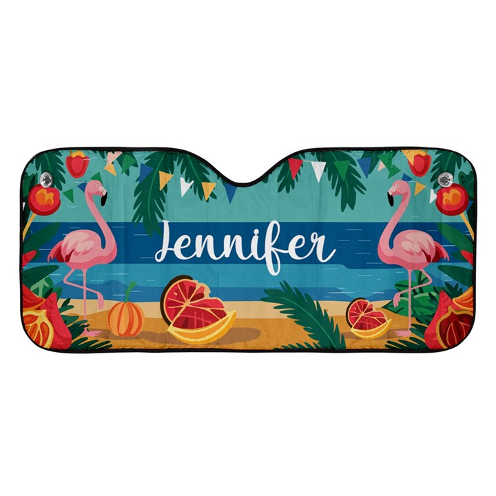 Personalized Name Any Text Holiday Flamingo Car Windshield Sunshade Car Windshield Sunshade