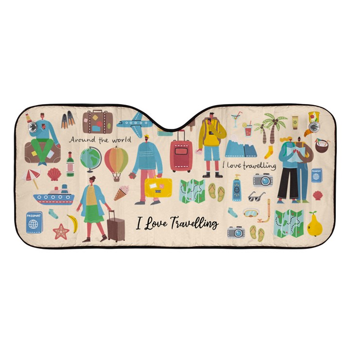 Personalized Name Any Text Love Travel Car Windshield Sunshade Car Windshield Sunshade