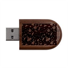 Texture, Pattern, Red, Craciun, Christmas, Hat, Santa, Green Wood Oval Usb Flash Drive