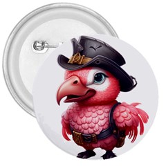 Kawaii Pink Parrot Pirate 3  Buttons