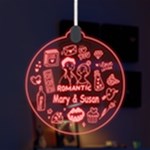 Personalized Couple Valentine Day Names Any Text LED Acrylic Ornament LED Acrylic Ornament Front