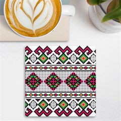 Ukrainian Folk Seamless Pattern Ethnic Ornament Border Element Traditional Uv Print Square Tile Coaster 