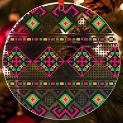 Ukrainian Folk Seamless Pattern Ethnic Ornament Border Element Traditional Uv Print Acrylic Ornament Round
