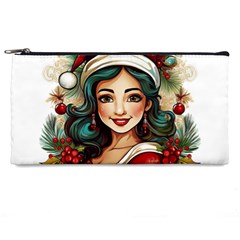 Young Woman With Santa Claus Clothes Isolated Illustration Wb Pencil Cases