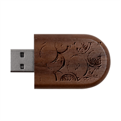 Orange, Slices, Fruits, Citrus Wood Oval Usb Flash Drive
