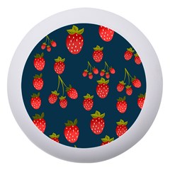 Strawberry Texture, Blue Background With Strawberries Dento Box With Mirror
