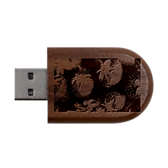 Strawberry, Berries, Fresh, Red Wood Oval Usb Flash Drive