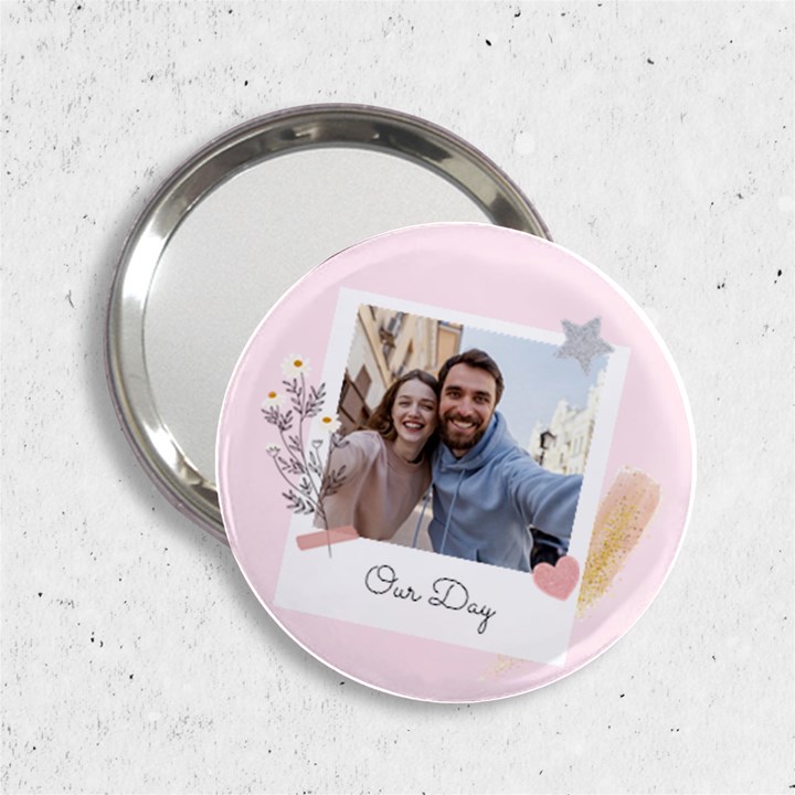 Personalized Photo Any Text Polaroid Style Handbag Mirror 2.25  Handbag Mirror
