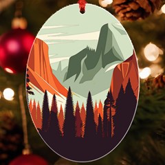 Mountains Uv Print Acrylic Ornament Oval