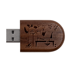 Sculpture Statue Angel Artwork Wood Oval Usb Flash Drive