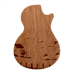 Countryside Meadow Rural Bloom Guitar Shape Wood Guitar Pick Holder Case And Picks Set