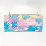 Personalized Tropical Summer Flamingo Name Any Text Hand Towel Hand Towel Front