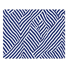 Blue And White Abstract Stripes Two Sides Premium Plush Fleece Blanket (large)