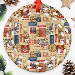 Letters Writing Paper Text Pattern Round Filigree Ornament (two Sides)