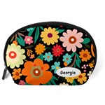 Personalized Floral Name Any Text Accessory Pouch (Large) Back