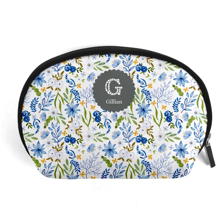 Personalized Floral Name Any Text Accessory Pouch (Large)