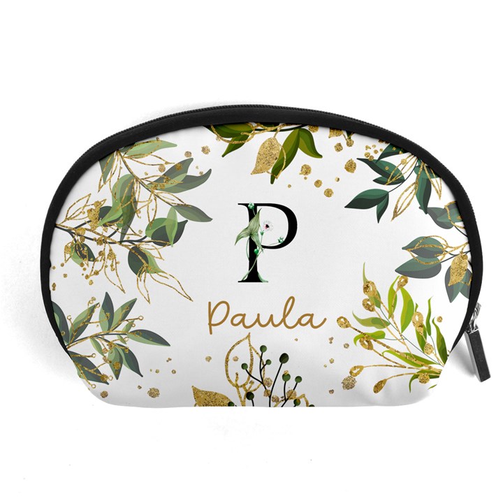 Personalized Floral Ornament Name Any Text Accessory Pouch (Large)