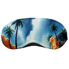 Delicate Watercolor Painting Surreal Oasis Scene With Intense Dramatic Lighting Sleep Mask
