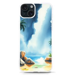 Delicate Watercolor Painting Surreal Oasis Scene With Intense Dramatic Lighting Iphone 15 Tpu Uv Print Case
