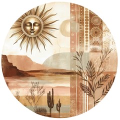 Abstract Sun Boho Bohemian Design Wooden Bottle Opener (round)