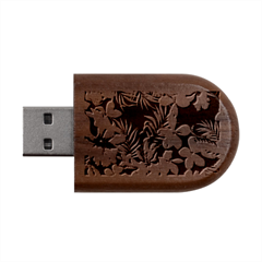Hawaiian Flowers Hawaii Wood Oval Usb Flash Drive