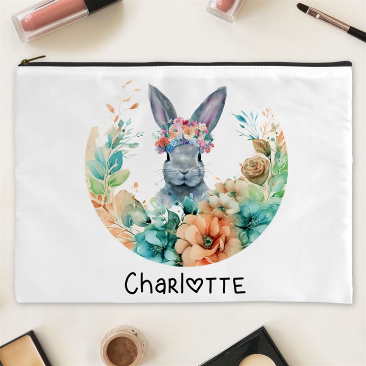 Floral Bunny  Cosmetic Bag (XXXL)