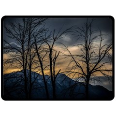 Tree Silhouette At Border Of Nahuel Haupi Lake, Rio Negro, Argentina Fleece Blanket (large)
