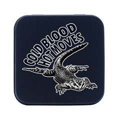 Lizard Graphic Illustration With Sarcastic Phase Square Metal Box (black)