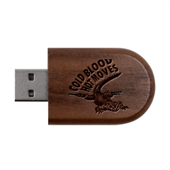 Lizard Graphic Illustration With Sarcastic Phase Wood Oval Usb Flash Drive