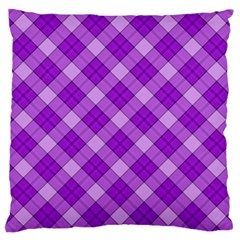 Purple Plaid Tartan 3 Diagonal (2) Large Cushion Case (one Side)