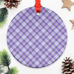 Purple Plaid Tartan 2 Diagonal Round Ornament (two Sides)