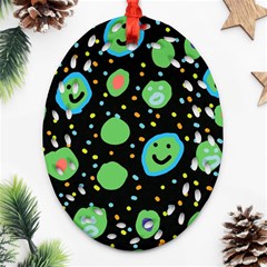 Doodle Dot Drawing Oval Filigree Ornament (two Sides)