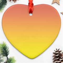 Coral Pink To Electric Yellow Linear Gradient Heart Ornament (two Sides)