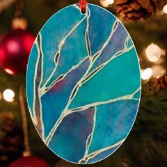 Aqua Batik, Abstract, Colorful Uv Print Acrylic Ornament Oval