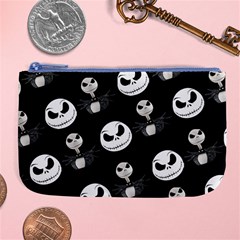 Jack Print, White, Before, Plain, Black, Simple, Christmas Large Coin Purse