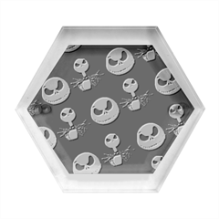 Jack Print, White, Before, Plain, Black, Simple, Christmas Hexagon Wood Jewelry Box