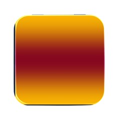 Amber Orange To Burgundy Red Bilinear Gradient Square Metal Box (black)