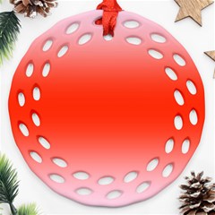 Pink Lace To Scarlet Red Bilinear Gradient Round Filigree Ornament (two Sides)