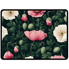Poppy Flower Plant Petals Bloom Fleece Blanket (large)