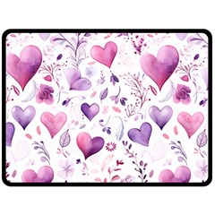 Hearts Love Purple Fleece Blanket (large)