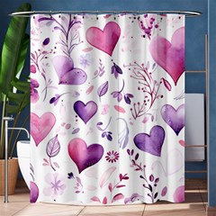 Hearts Love Purple Shower Curtain 60  X 72  (medium) 