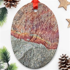 Red And Gray Rock Texture Print Ornament (oval)